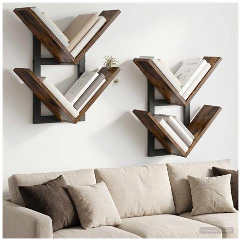 Mensola a muro flottante 2 pz Rovere Fumo 43 x 15 x 47 cm - Foto 2