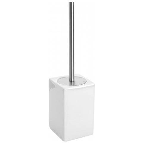 Portascopino in ceramica bianca e acciaio linea Cuba - Foto 1