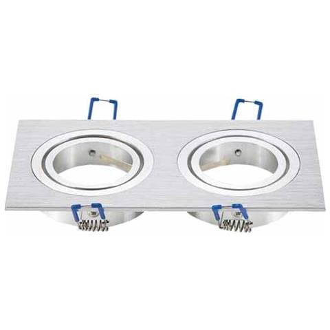Porta Faretti Led Gu10 Doppio Quadrato Incasso Orientabile Alluminio Spazzolato Vt-783 3608 - Foto 2