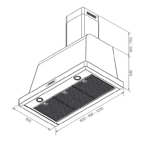 Cappa Dolcevita a Parete da 120 cm Aspirante Colore Nero Matt - Foto 3