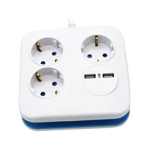 V-tac Vt-1153-2 Multipresa Ciabatta 3 Posti Eu Standard 10a + 2 Prese Usb Cavo 1,5mt - Sku 8799 - Foto 1