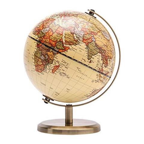 14 Centimetri World Globe Mini Antique Globe - Geografica Moderna Tavolino Della Decorazione Educativa - 14 Centimetri Diametro Metal Arc E Base Bronzato Colore - Scuola A Casa E Office - Foto 1