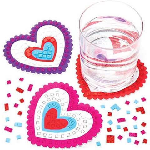 At540 Mosaico Cuore Coaster Kit - Confezione Da 6 Rifornimenti Di Creative San Valentino Arte E Artigianato Per Bambini Di Fare E Decorare - Foto 1