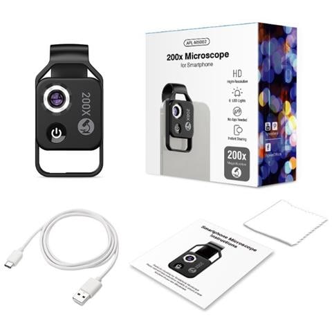 Obiettivo Per Microscopio 200x Con Luce Led, Marchio Compatibile Con Iphone 13, Iphone 12, Iphone 11, X, 8,7,6,5, Samsung, Huawei, Xiaomi, Oppo, Nokia - Foto 2