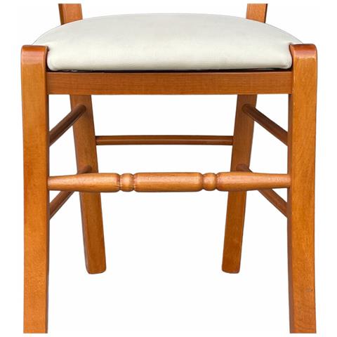 Sedia Loris In Legno Color Ciliegio Con Seduta Imbottita In Similpelle Beige - Foto 11
