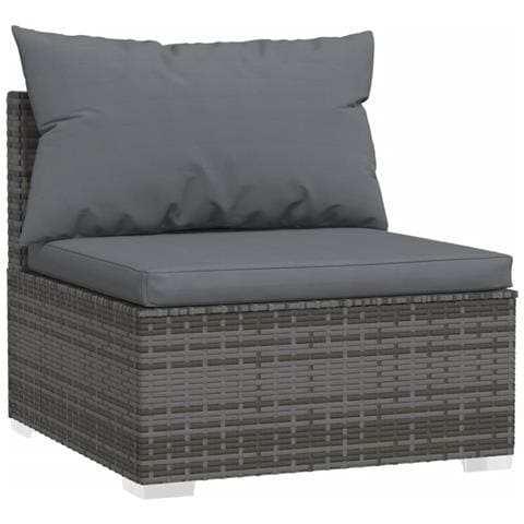 Divano A 3 Posti Con Cuscini In Polyrattan Grigio - Foto 7
