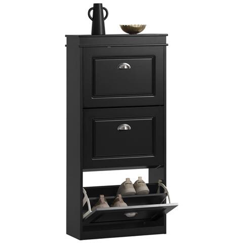 Scarpiera Salvaspazio Slim Con 3 Ante Portascarpe Salvaspazio Regolabili 52x23x117cm Nero Fsr94-sch - Foto 1