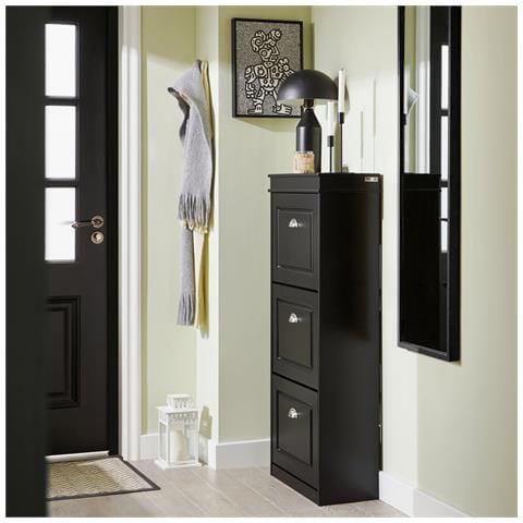 Scarpiera Salvaspazio Slim Con 3 Ante Portascarpe Salvaspazio Regolabili 52x23x117cm Nero Fsr94-sch - Foto 5