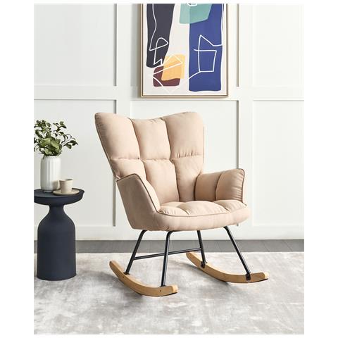 Sedia A Dondolo Tessuto Beige Oulu - Foto 1