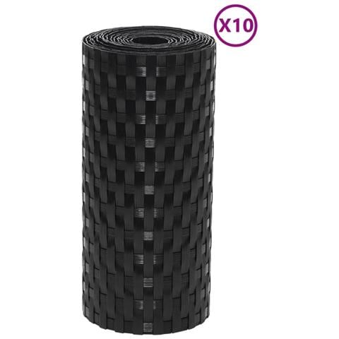 Schermi Da Balcone 10 Pz Neri 255x19 Cm In Polyrattan - Foto 1