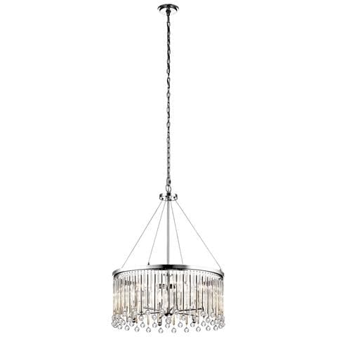 Lampadario Contemporaneo Piper Acciaio Cromo Lucido 6 Luci E14 - Foto 1