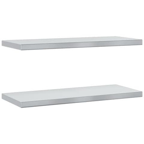 Mensole a Muro 2 pz 75x30x3 cm Argento in Acciaio Inossidabile - Foto 2