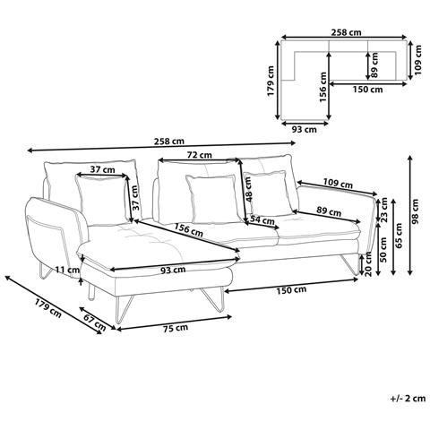 Divano Angolare 3 Posti Sersan Ciniglia Beige Lato Destro - Foto 3