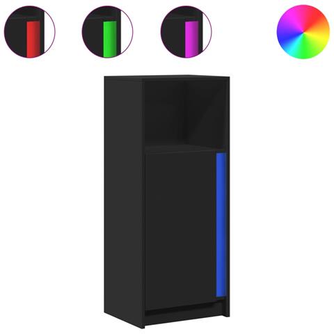Credenza Con Led Nera 42,5x34x100 Cm In Legno Multistrato - Foto 2
