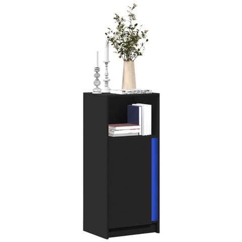 Credenza Con Led Nera 42,5x34x100 Cm In Legno Multistrato - Foto 1