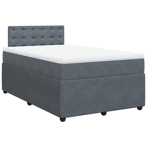 Giroletto A Molle Con Materasso Grigio Scuro 120x200 Cm Velluto - Foto 2
