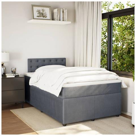 Giroletto A Molle Con Materasso Grigio Scuro 120x200 Cm Velluto - Foto 3