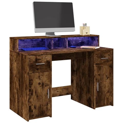 Scrivania Con Luci Led Rovere Fumo 120x55x91 Cm In Multistrato - Foto 1