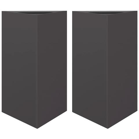 Fioriere da Giardino 2 pz Nere Triangolari 50x43x75 cm Acciaio - Foto 1