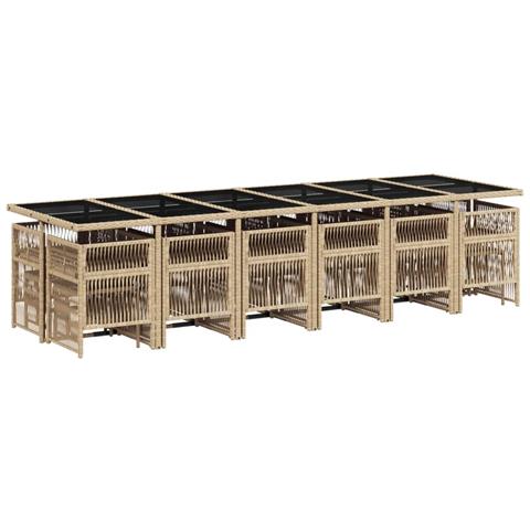 Set Da Pranzo Da Giardino 17 Pz Con Cuscini Beige In Polyrattan - Foto 3