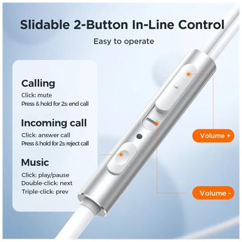 Auricolare Jr-ew03 3.5mm In-ear Con Cavo Metallico, Lunghezza: 1.2m (bianco) - Foto 4