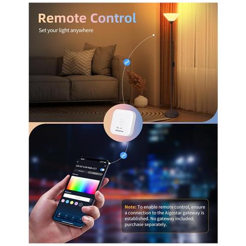 Lampada Da Terra E27 Piantana | Smart Mesh Bt Alexa | 6,5w Rgb | Telecomando | H175cm - Foto 1