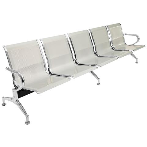 Panca Per Sala Attesa Aspetto Studio Ufficio In Acciaio A 5 Posti - Foto 1