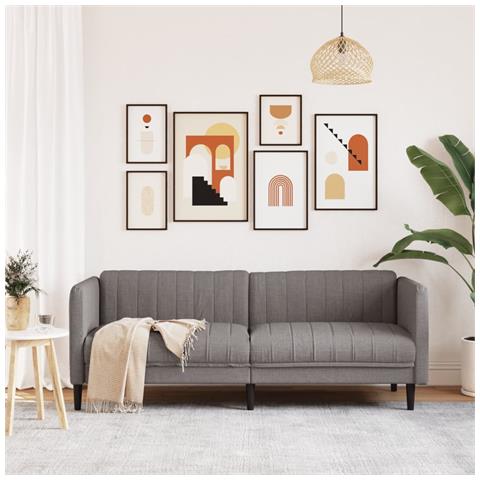 Divano A 3 Posti Grigio Talpa In Tessuto - Foto 2