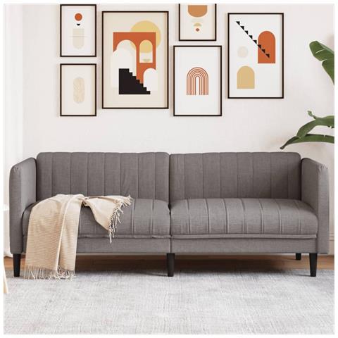 Divano A 3 Posti Grigio Talpa In Tessuto - Foto 8