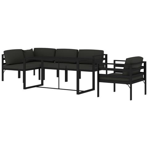 Lusso Casadino - Set Divani Da Giardino 6 Pz Con Cuscini In Alluminio Antracite - Foto 2