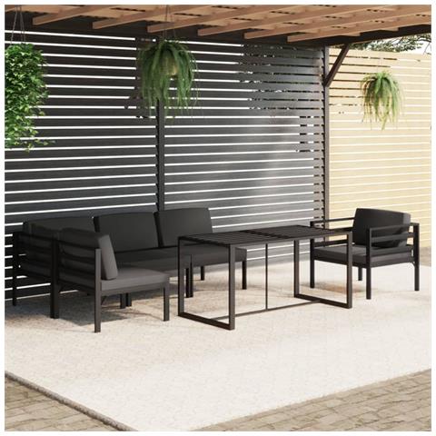 Lusso Casadino - Set Divani Da Giardino 6 Pz Con Cuscini In Alluminio Antracite - Foto 8