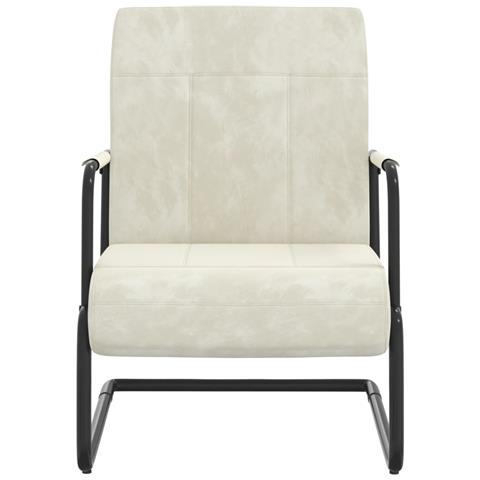 Sedia A Sbalzo Bianco Crema In Velluto - Foto 1