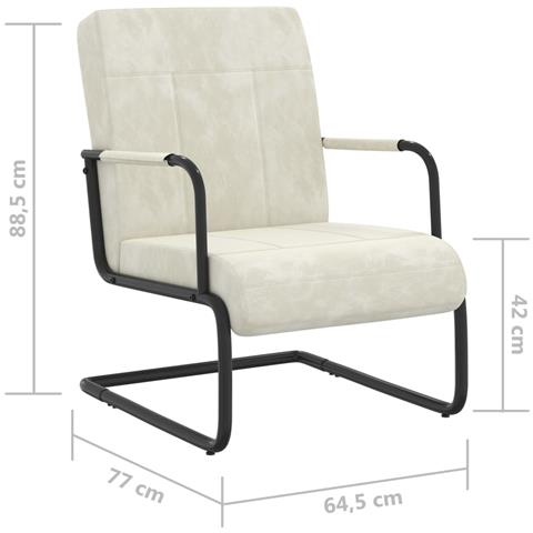 Sedia A Sbalzo Bianco Crema In Velluto - Foto 6