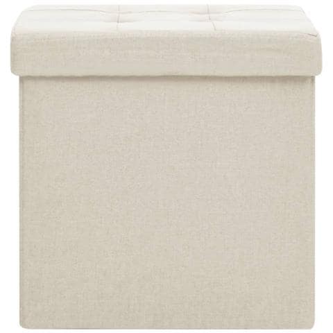 Lusso Casadino -  Sgabello Con Contenitore Pieghevole Bianco Crema In Simil Lino - Foto 2