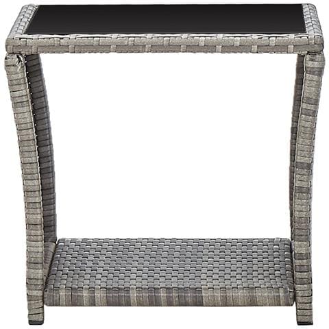Tavolino Da Caffè Grigio 45x45x40 Cm In Polyrattan E Vetro - Foto 1