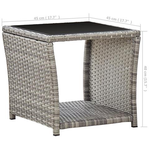 Tavolino Da Caffè Grigio 45x45x40 Cm In Polyrattan E Vetro - Foto 5