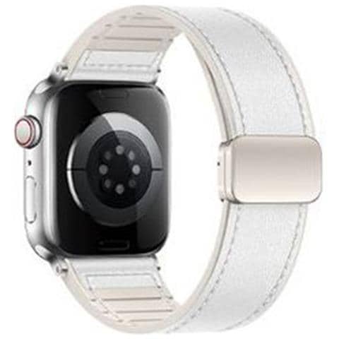Cinturino Premium In Pelle Per Apple Watch Con Fibbia Magnetica White S - Foto 4