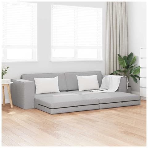 Divano Letto a Terra 2-in-1 Grigio Nuvola 245x150x60.5 cm Tessuto - Foto 2