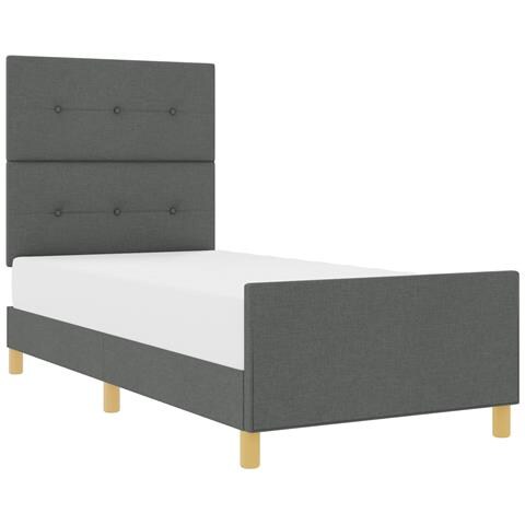 Letto Struttura Grigio Scuro 90x190 cm Tessuto - Foto 1