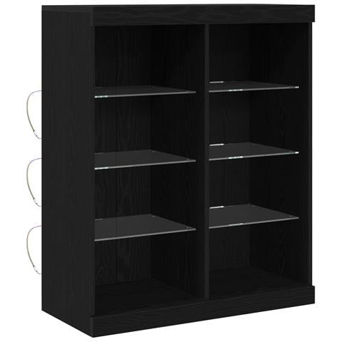 Sideboard con luci LED Nero Rovere 41x37x100 cm - Foto 1