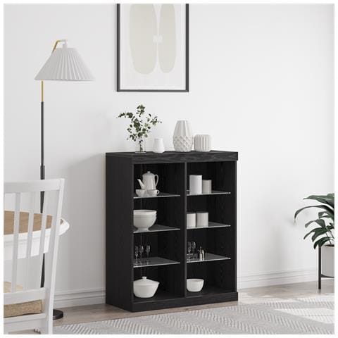 Sideboard con luci LED Nero Rovere 41x37x100 cm - Foto 2