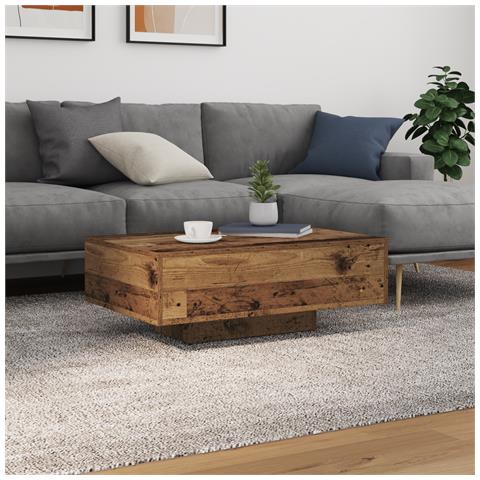 Tavolino da caffè  con luci LED in legno antico 85x55x31 cm - Foto 2