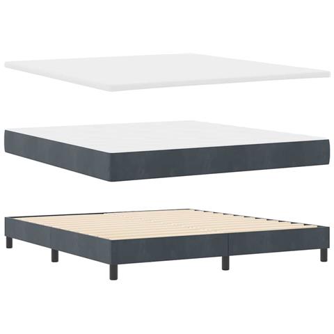 Letto Box Spring con Materasso Nero 100x200 cm in Velluto - Foto 1