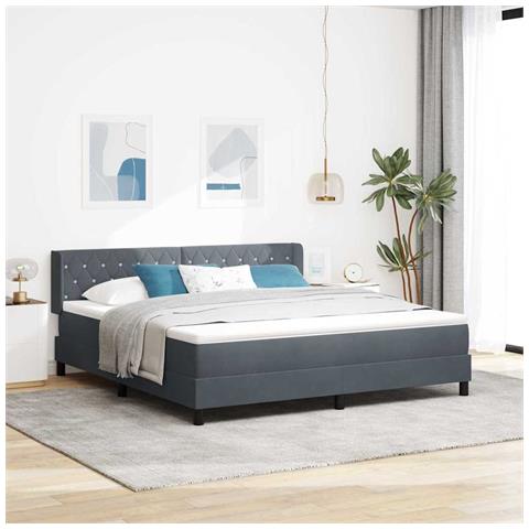 Letto Box Spring con Materasso Nero 100x200 cm in Velluto - Foto 2