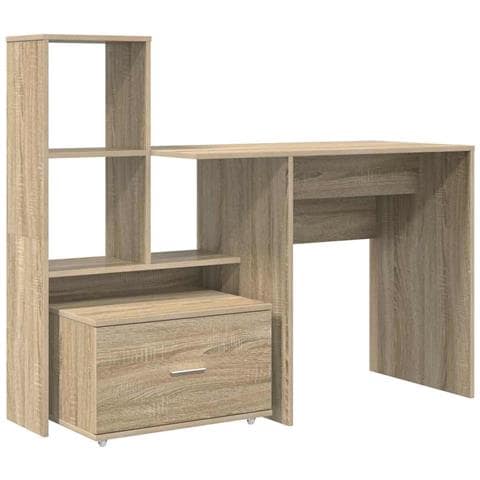 Scrivania rovere sonoma 131.5 x 50 x 106.5 cm Legno multistrato - Foto 1