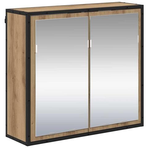 Mobiletto per specchio da bagno con porta rovere artigianale - Foto 1