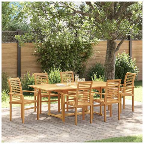 Set da Pranzo per Giardino 7 pcs Marrone 200 x 100 x 75 cm - Foto 2