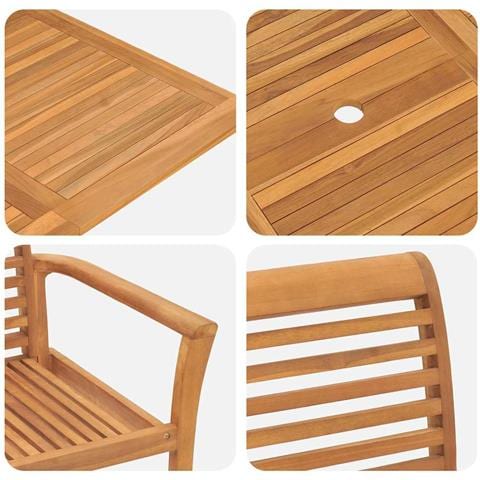 Set da Pranzo per Giardino 7 pcs Marrone 200 x 100 x 75 cm - Foto 9