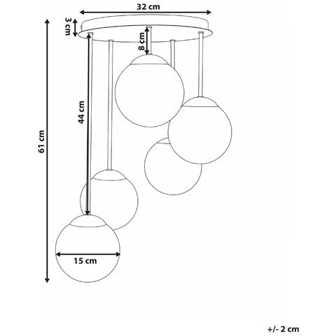 Lampadario A 5 Luci Riana Vetro Nero - Foto 7