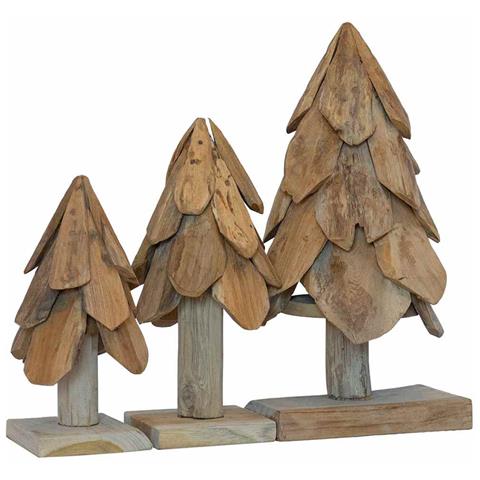 Albero di Natale 3 pcs Marrone Legno massello di teak - Foto 1